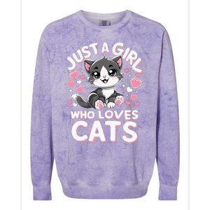 Just A Girl Who Loves Cats Cute Cat Colorblast Crewneck Sweatshirt