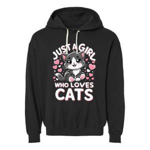 Just A Girl Who Loves Cats Cute Cat Garment-Dyed Fleece Hoodie