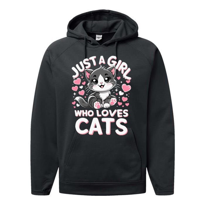 Just A Girl Who Loves Cats Cute Cat Performance Fleece Hoodie