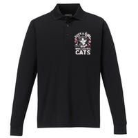 Just A Girl Who Loves Cats Cute Cat Performance Long Sleeve Polo