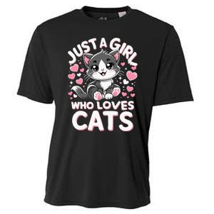 Just A Girl Who Loves Cats Cute Cat Cooling Performance Crew T-Shirt