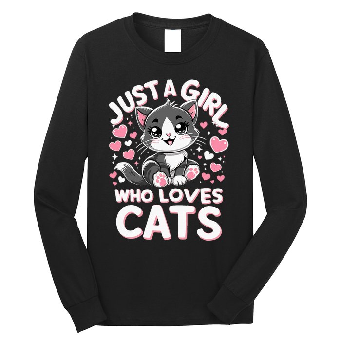 Just A Girl Who Loves Cats Cute Cat Long Sleeve Shirt