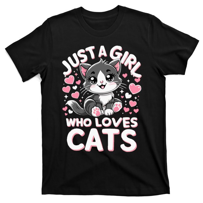 Just A Girl Who Loves Cats Cute Cat T-Shirt