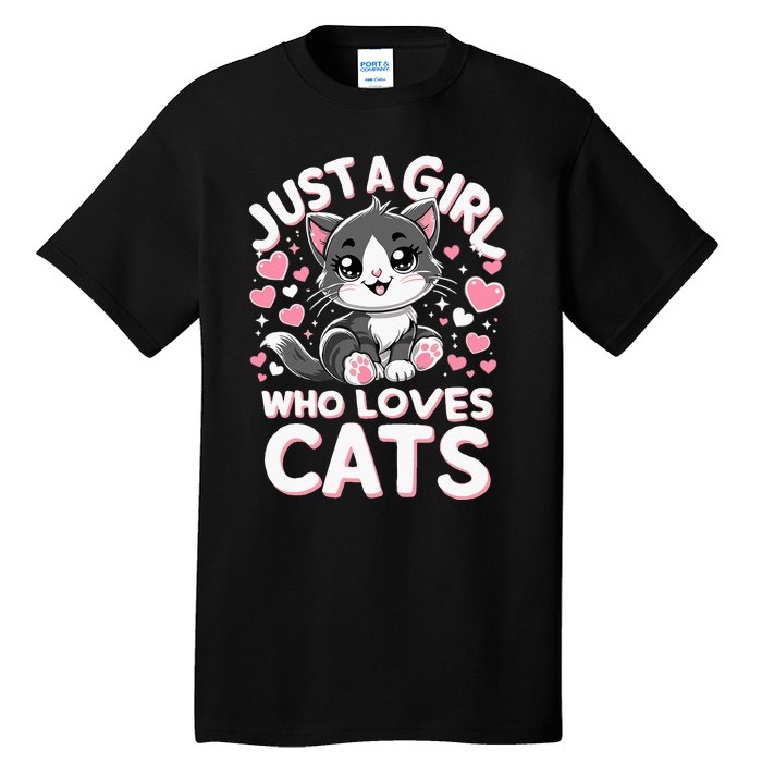 Just A Girl Who Loves Cats Cute Cat Tall T-Shirt