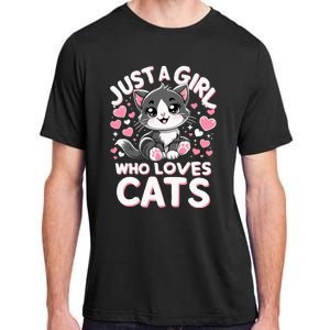 Just A Girl Who Loves Cats Cute Cat Adult ChromaSoft Performance T-Shirt