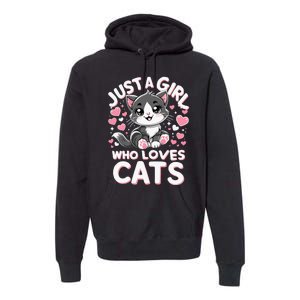 Just A Girl Who Loves Cats Cute Cat Premium Hoodie