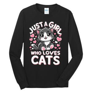 Just A Girl Who Loves Cats Cute Cat Tall Long Sleeve T-Shirt