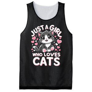 Just A Girl Who Loves Cats Cute Cat Mesh Reversible Basketball Jersey Tank