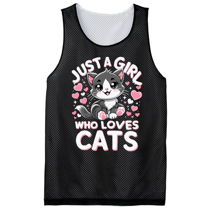 Just A Girl Who Loves Cats Cute Cat Mesh Reversible Basketball Jersey Tank