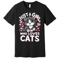 Just A Girl Who Loves Cats Cute Cat Premium T-Shirt