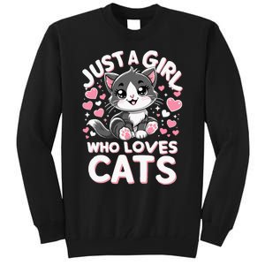 Just A Girl Who Loves Cats Cute Cat Tall Sweatshirt