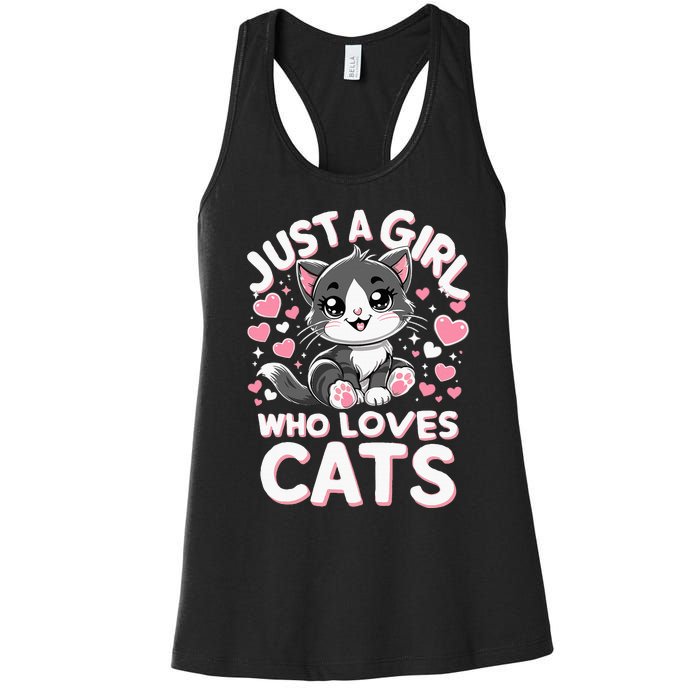 Just A Girl Who Loves Cats Cute Cat Women's Racerback Tank