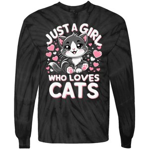 Just A Girl Who Loves Cats Cute Cat Tie-Dye Long Sleeve Shirt