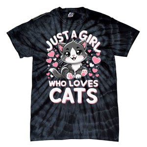 Just A Girl Who Loves Cats Cute Cat Tie-Dye T-Shirt