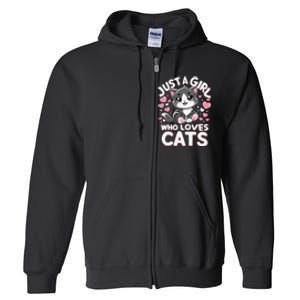 Just A Girl Who Loves Cats Cute Cat Full Zip Hoodie