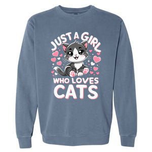 Just A Girl Who Loves Cats Cute Cat Garment-Dyed Sweatshirt