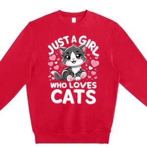 Just A Girl Who Loves Cats Cute Cat Premium Crewneck Sweatshirt