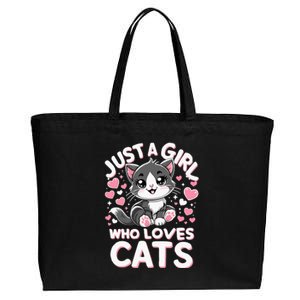 Just A Girl Who Loves Cats Cute Cat Cotton Canvas Jumbo Tote