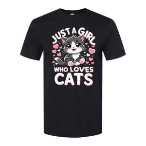 Just A Girl Who Loves Cats Cute Cat Softstyle CVC T-Shirt