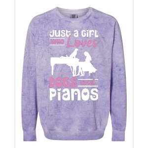 Just A Girl Who Loves Dogs And Pianos For Piano Players Colorblast Crewneck Sweatshirt