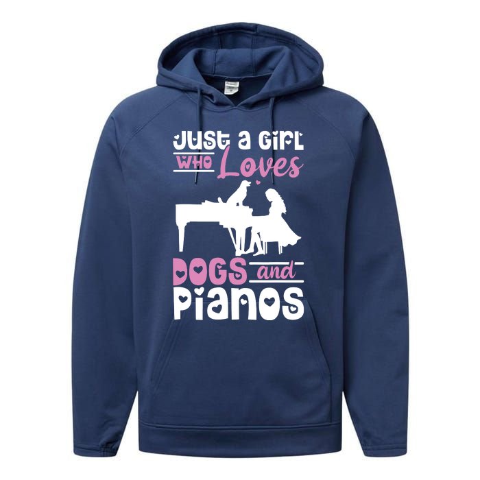 Just A Girl Who Loves Dogs And Pianos For Piano Players Performance Fleece Hoodie