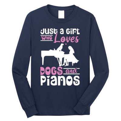 Just A Girl Who Loves Dogs And Pianos For Piano Players Long Sleeve Shirt