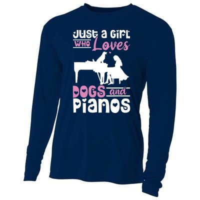 Just A Girl Who Loves Dogs And Pianos For Piano Players Cooling Performance Long Sleeve Crew