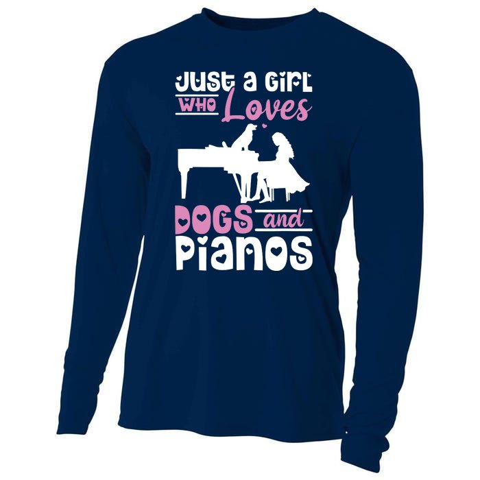 Just A Girl Who Loves Dogs And Pianos For Piano Players Cooling Performance Long Sleeve Crew