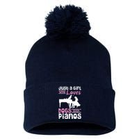 Just A Girl Who Loves Dogs And Pianos For Piano Players Pom Pom 12in Knit Beanie