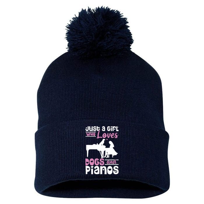 Just A Girl Who Loves Dogs And Pianos For Piano Players Pom Pom 12in Knit Beanie