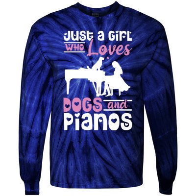 Just A Girl Who Loves Dogs And Pianos For Piano Players Tie-Dye Long Sleeve Shirt