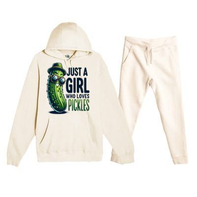 Just A Girl Who Loves Pickles Wo Girl Vegan Premium Hooded Sweatsuit Set