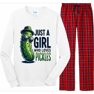 Just A Girl Who Loves Pickles Wo Girl Vegan Long Sleeve Pajama Set