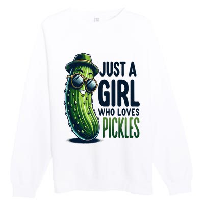 Just A Girl Who Loves Pickles Wo Girl Vegan Premium Crewneck Sweatshirt