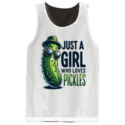 Just A Girl Who Loves Pickles Wo Girl Vegan Mesh Reversible Basketball Jersey Tank