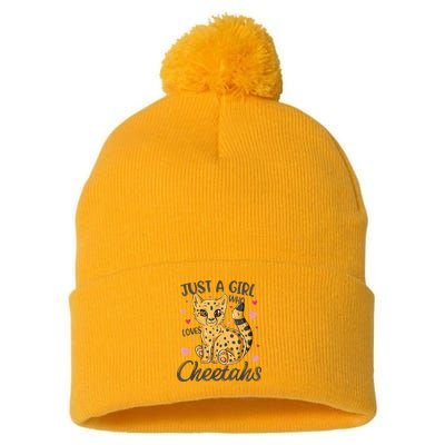 Just A Girl Who Loves Cheetahs Women Cheetah Cat Lover Gift TShirt Pom Pom 12in Knit Beanie