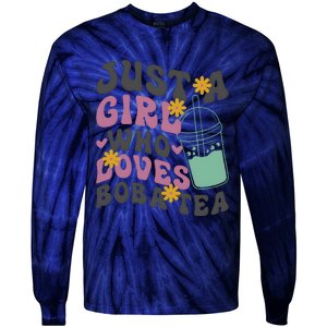 Just A Girl Who Loves Boba Tea Cute Tie-Dye Long Sleeve Shirt