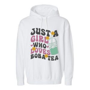 Just A Girl Who Loves Boba Tea Cute Garment-Dyed Fleece Hoodie