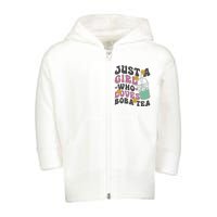 Just A Girl Who Loves Boba Tea Cute Toddler Zip Fleece Hoodie