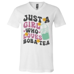 Just A Girl Who Loves Boba Tea Cute V-Neck T-Shirt