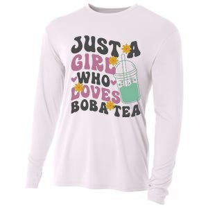 Just A Girl Who Loves Boba Tea Cute Cooling Performance Long Sleeve Crew