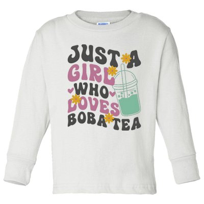 Just A Girl Who Loves Boba Tea Cute Toddler Long Sleeve Shirt