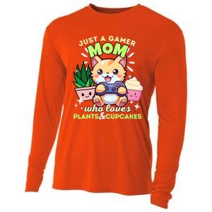 Just A Gamer Mom Who Loves Plants Cupcakes And Gaming Gift Cooling Performance Long Sleeve Crew