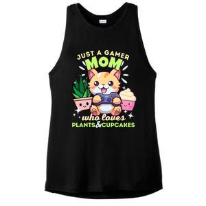 Just A Gamer Mom Who Loves Plants Cupcakes And Gaming Gift Ladies PosiCharge Tri-Blend Wicking Tank