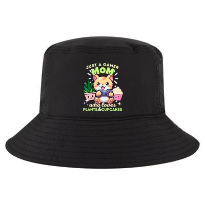 Just A Gamer Mom Who Loves Plants Cupcakes And Gaming Gift Cool Comfort Performance Bucket Hat