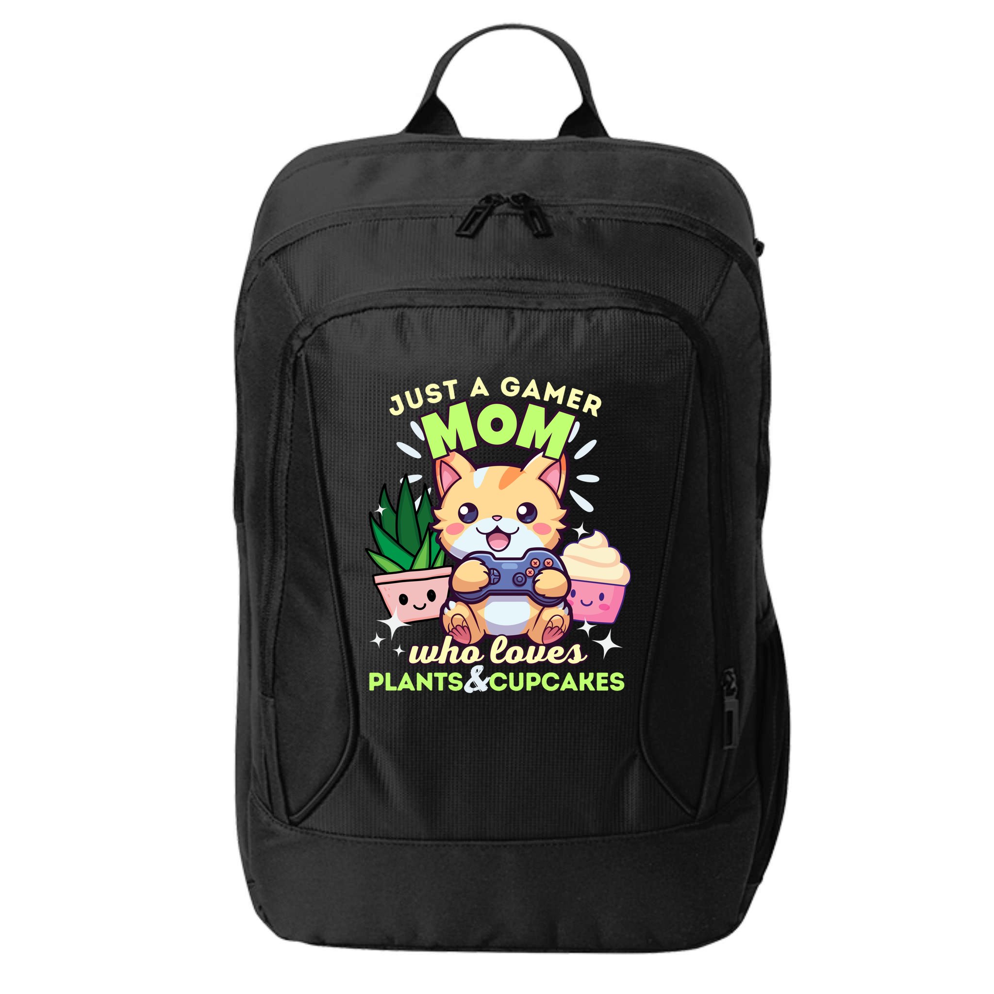 Just A Gamer Mom Who Loves Plants Cupcakes And Gaming Gift City Backpack
