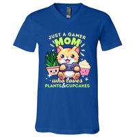 Just A Gamer Mom Who Loves Plants Cupcakes And Gaming Gift V-Neck T-Shirt