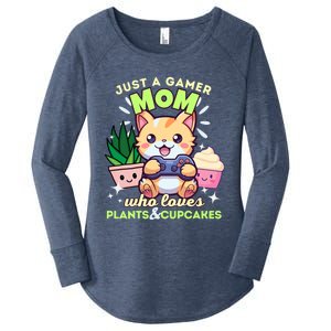 Just A Gamer Mom Who Loves Plants Cupcakes And Gaming Gift Women's Perfect Tri Tunic Long Sleeve Shirt