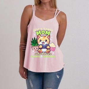 Just A Gamer Mom Who Loves Plants Cupcakes And Gaming Gift Women's Strappy Tank