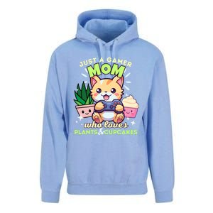 Just A Gamer Mom Who Loves Plants Cupcakes And Gaming Gift Unisex Surf Hoodie